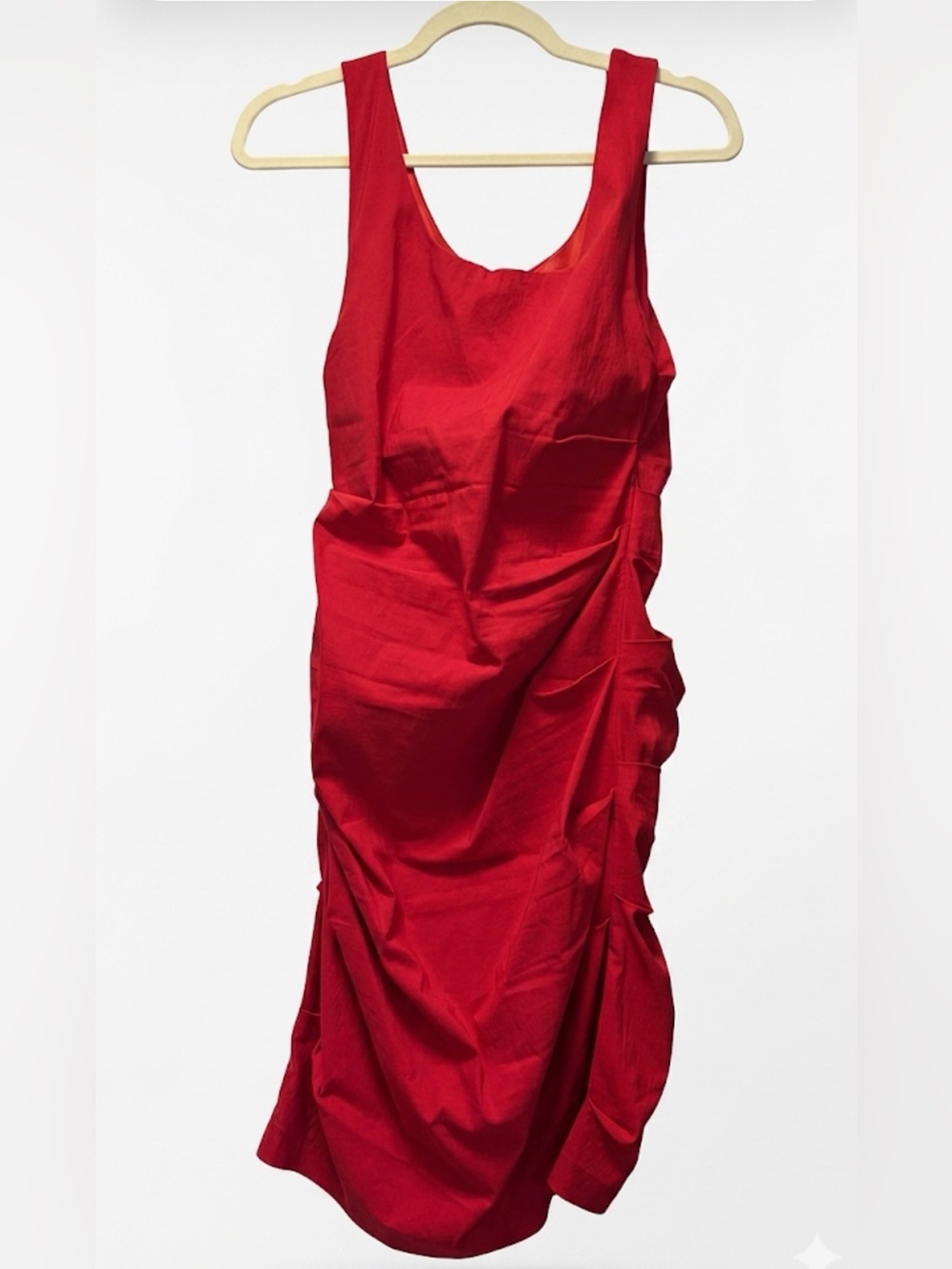 Papillon Blanc Red Sleeveless Ruched Maxi Dress
